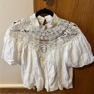 Anthropologie Vintage Style White Lace Blouse